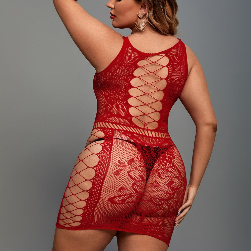 Body De Red Sexy Lencería De Red Talla Curvi