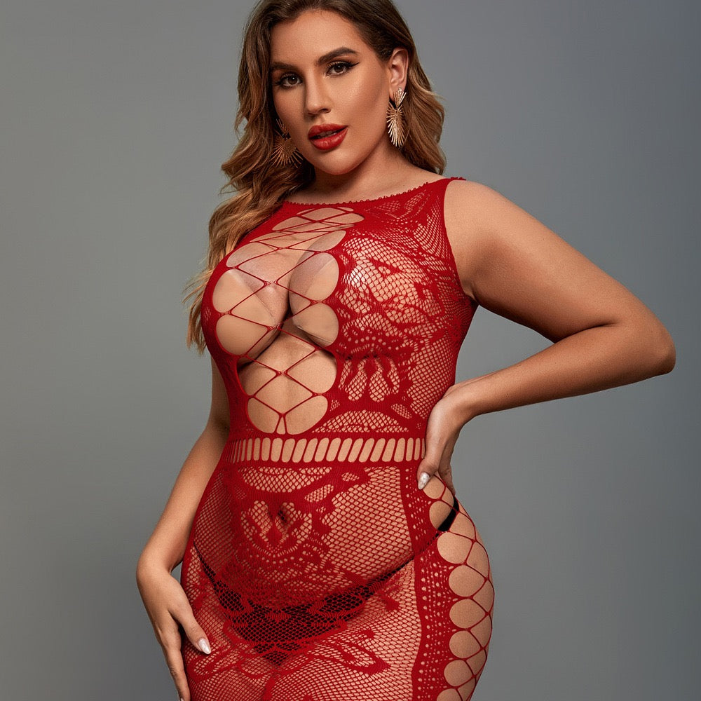 Body De Red Sexy Lencería De Red Talla Curvi